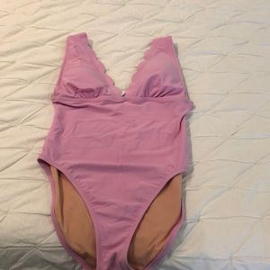 J Crew Factory Scallop Edge Deep V One Piece